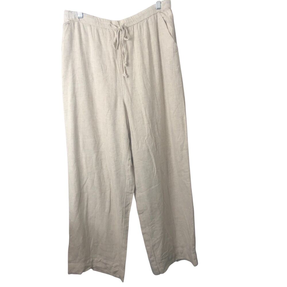 American Eagle Outfitters NWT Women's Beige Wide Leg Linen Blend Pants Large